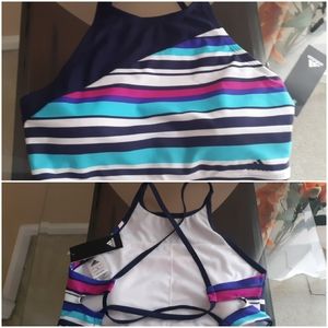 Adidas Stripe High Neck Swim top